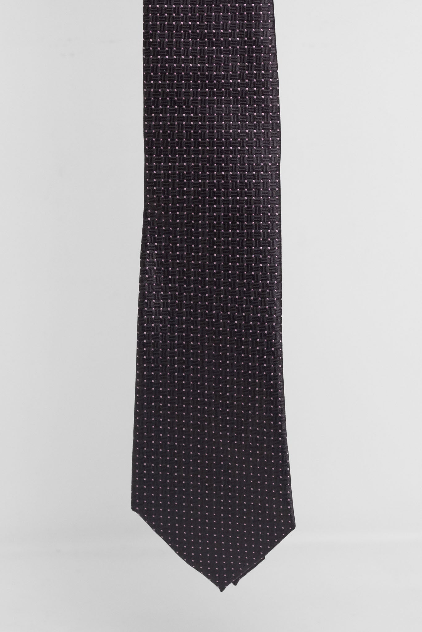 Cravatta Tre Pieghe Trama Puntini Fondo Marrone e Lilla | 2 Per €20