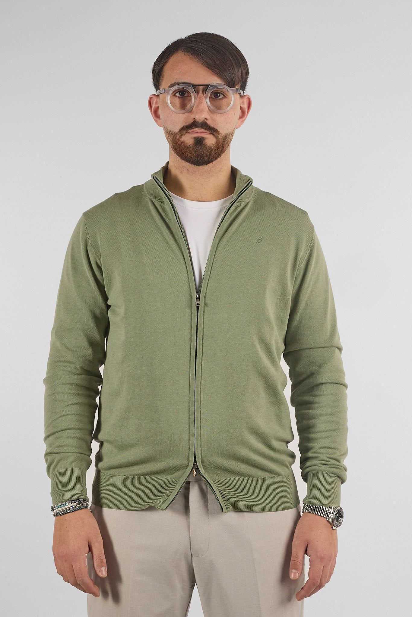 Pullover Zip Intera Basic Cotone 105 | 2 per €50 | Verde 12