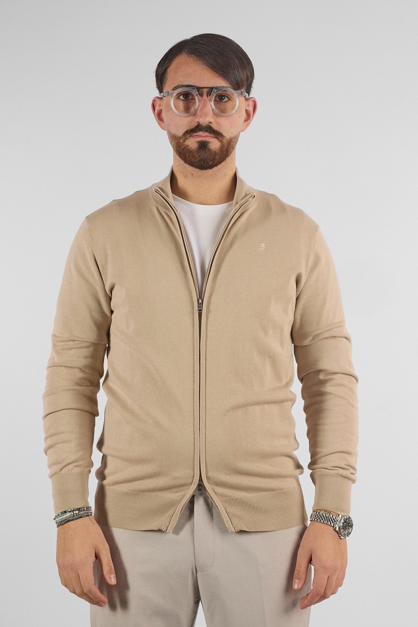 Pullover Zip Intera Basic Cotone 105 | 2 per €50 | Beige 45