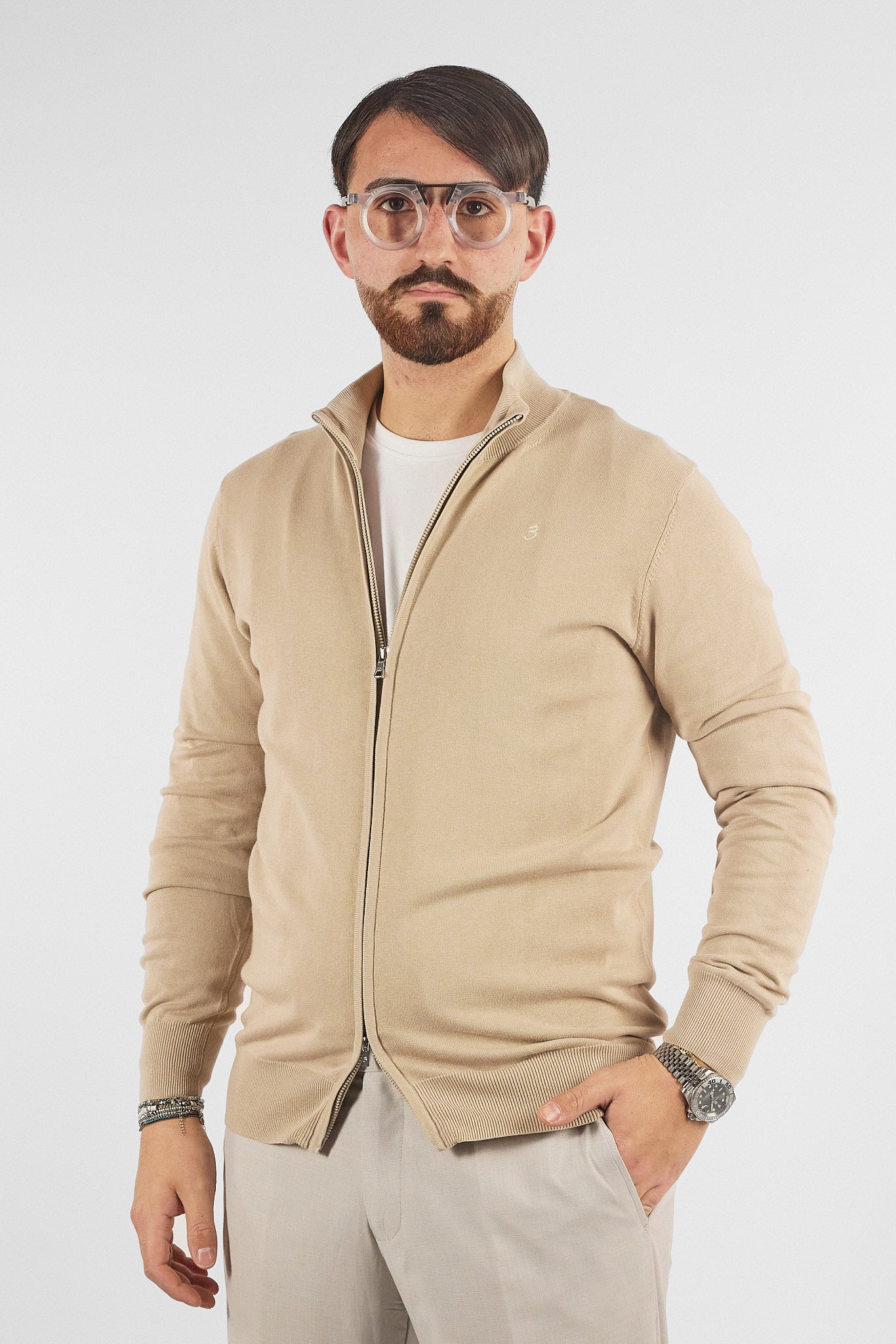 Pullover Zip Intera Basic Cotone 105 | 2 per €50 | Beige 45