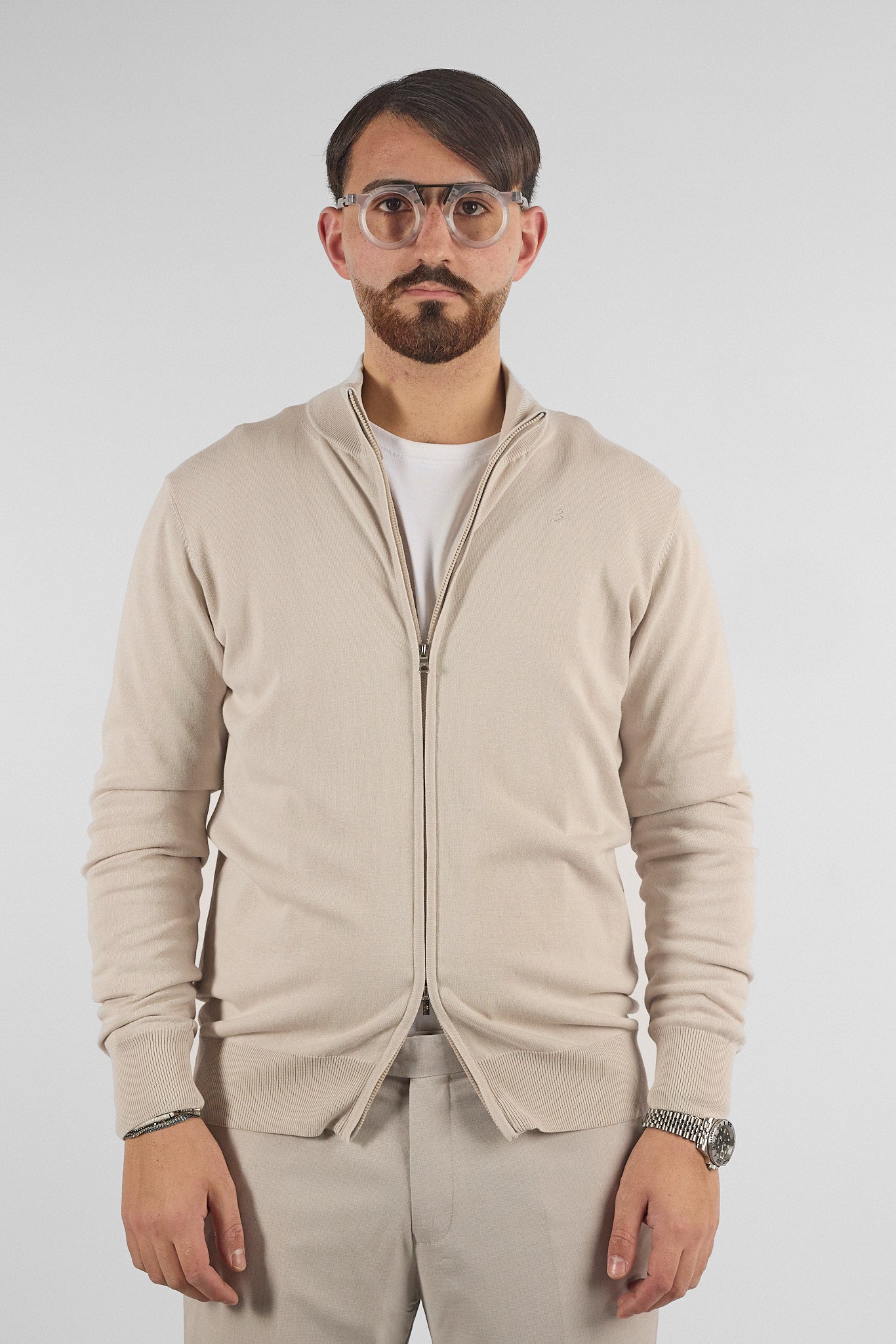 Pullover Zip Intera Basic Cotone 105 | 2 per €50 | Panna 27