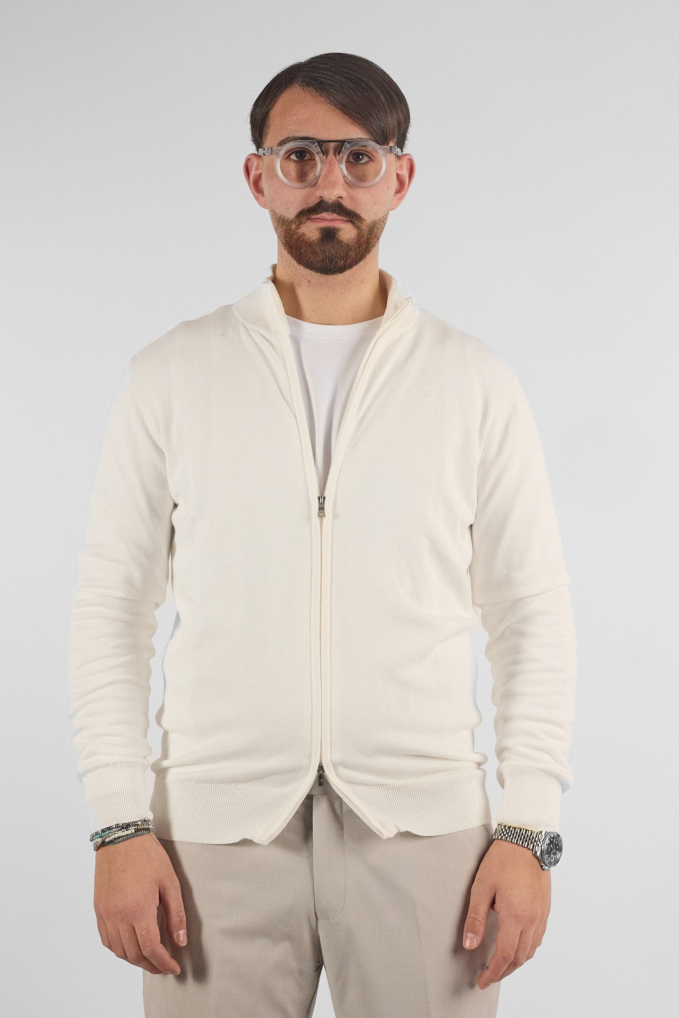Pullover Zip Intera Basic Cotone 105 | 2 per €50 | Bianco 15