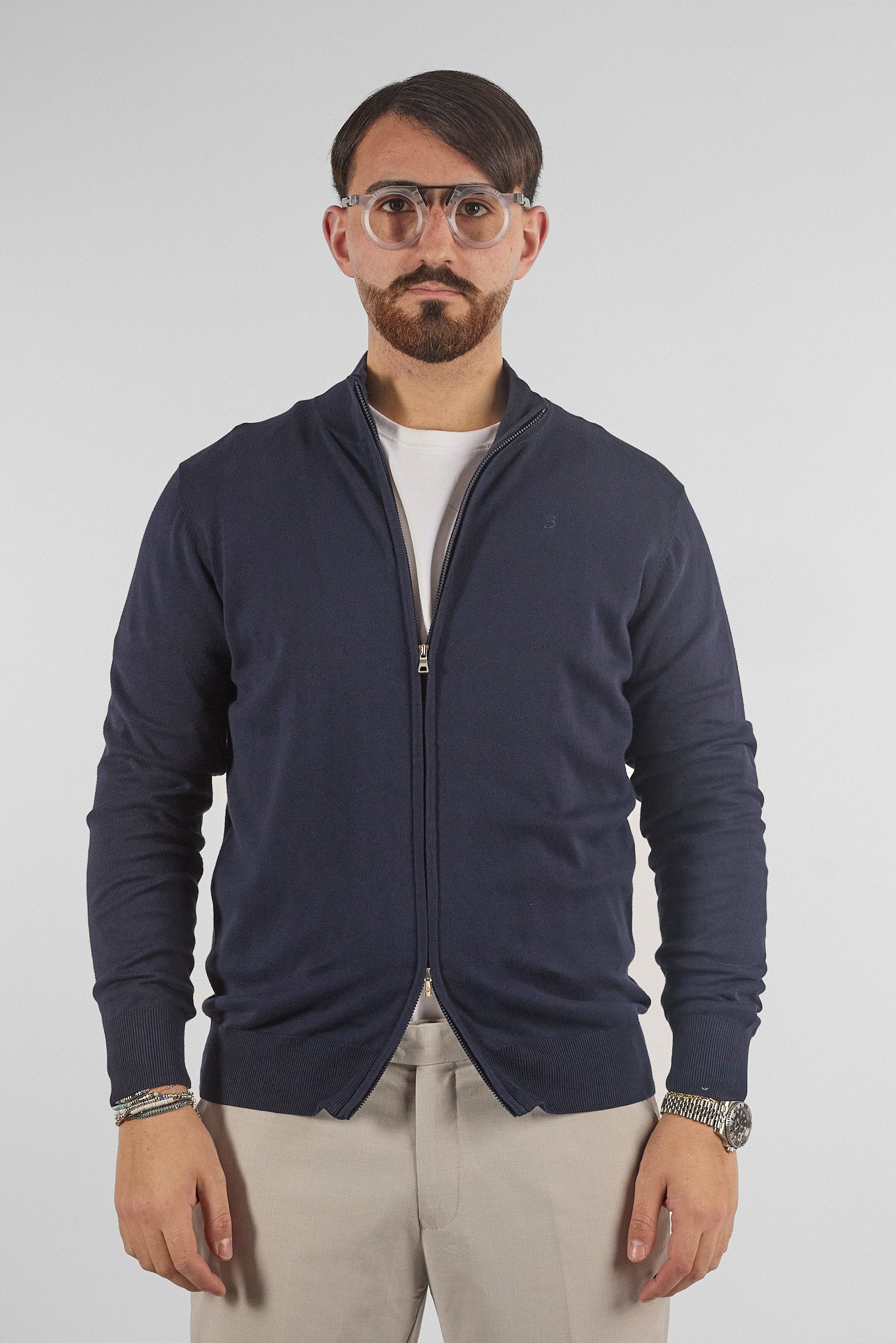 Pullover Zip Intera Basic Cotone 105 | 2 per €50 | Blu 20