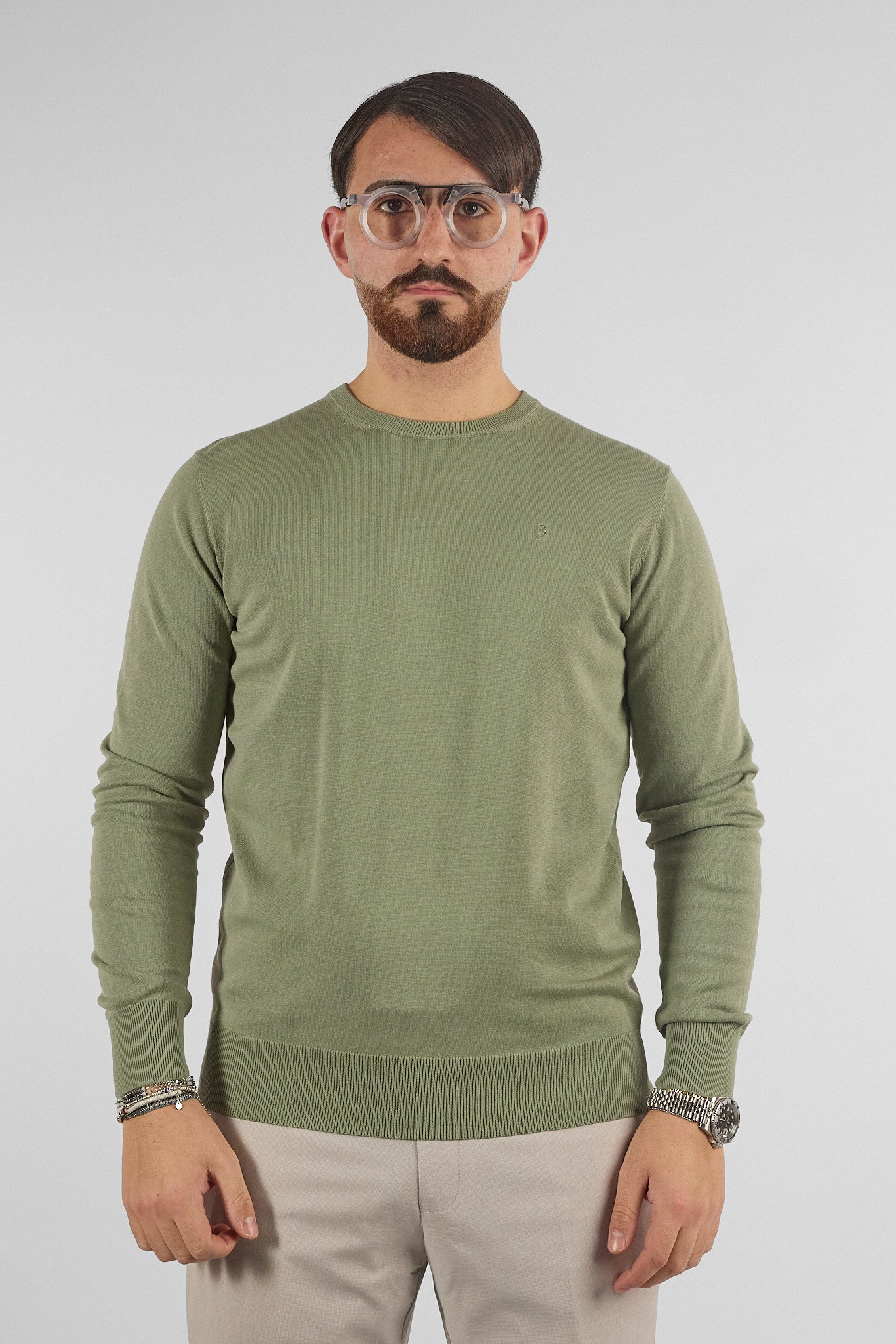 Pullover Girocollo Basic Cotone 110 | 2 per €50 | Verde Mela 12