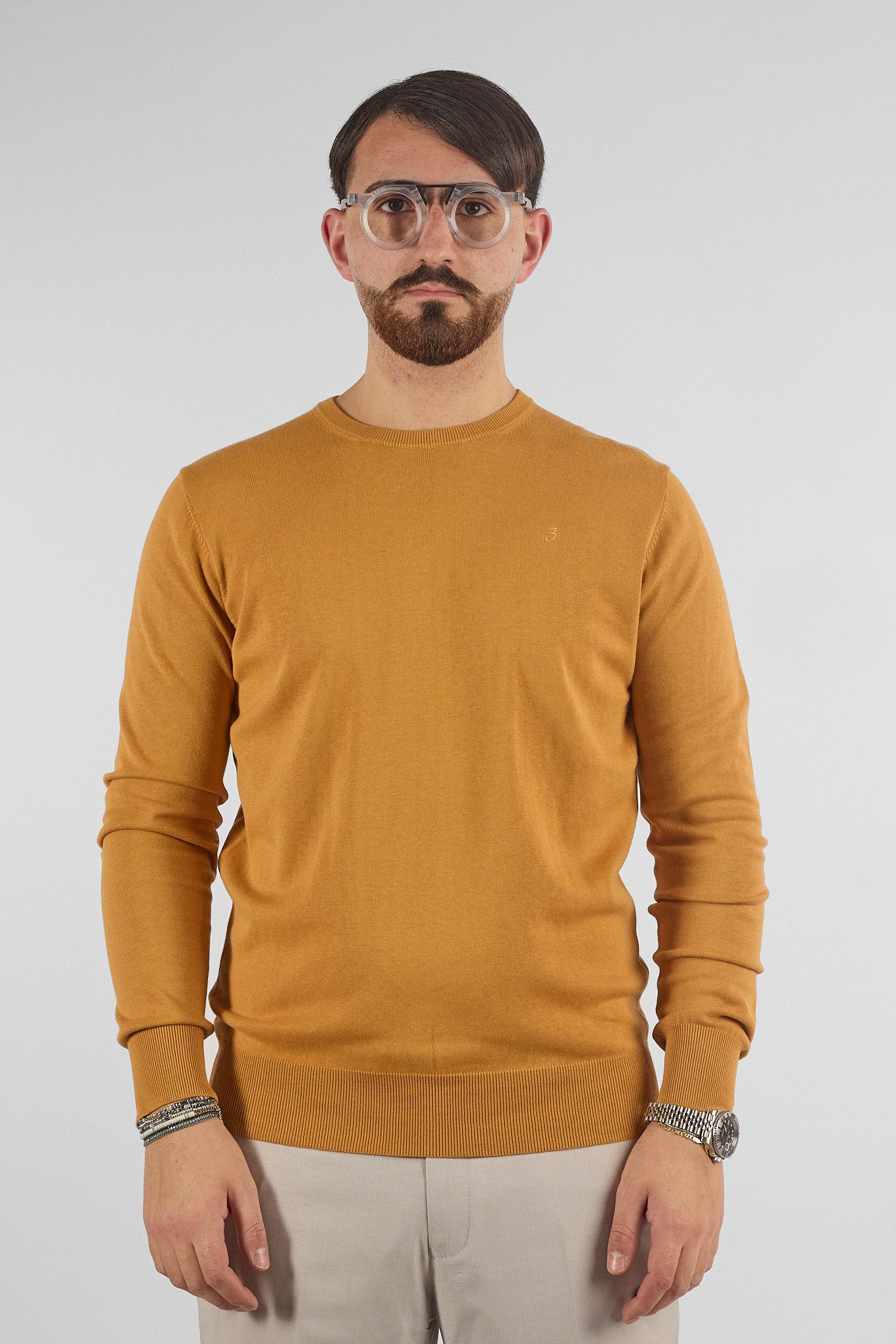 Pullover Girocollo Basic Cotone 110 | 2 per €50 | Senape 30