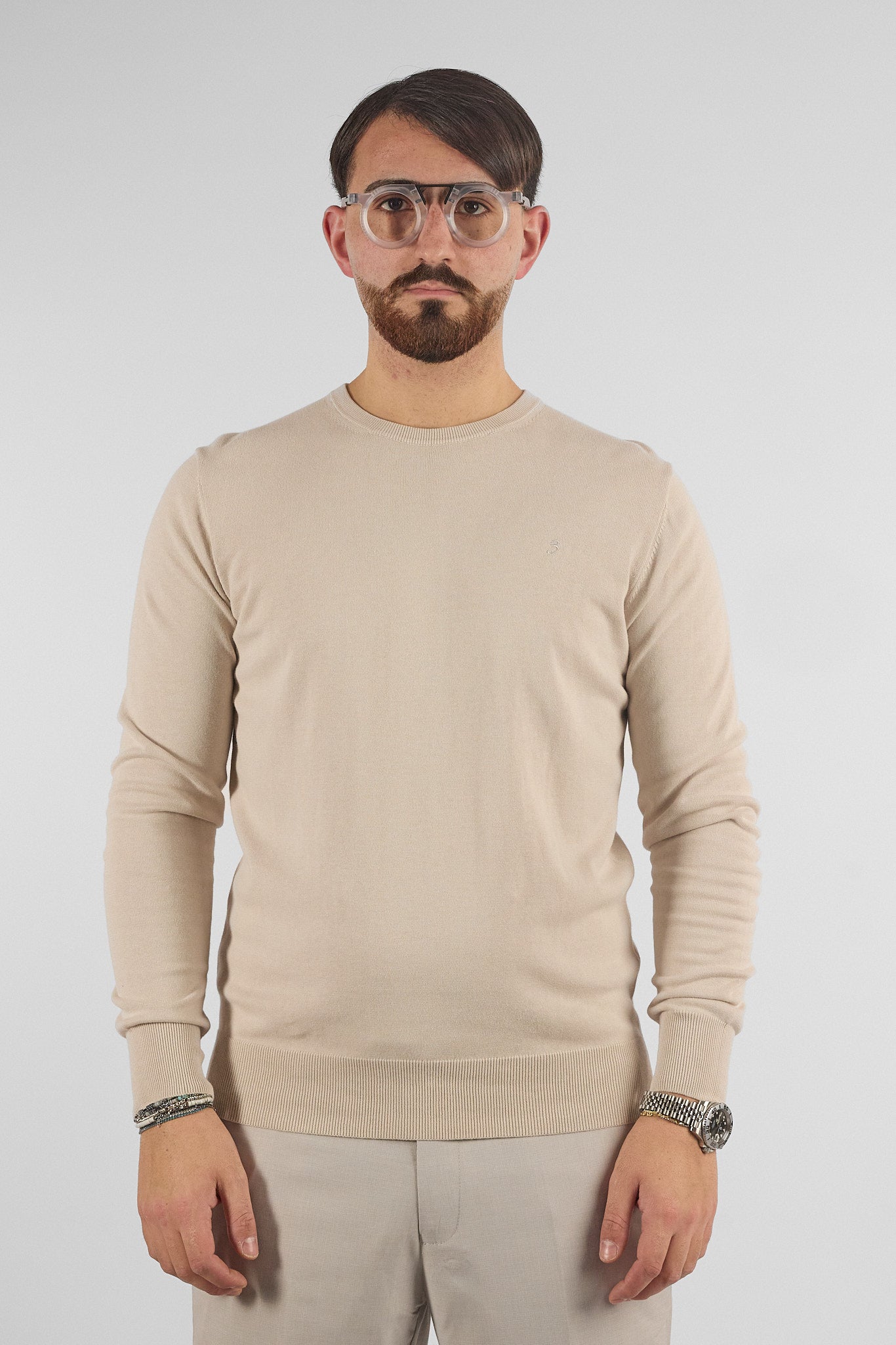 Pullover Girocollo Basic Cotone 110 | 2 per €50 | Panna 27