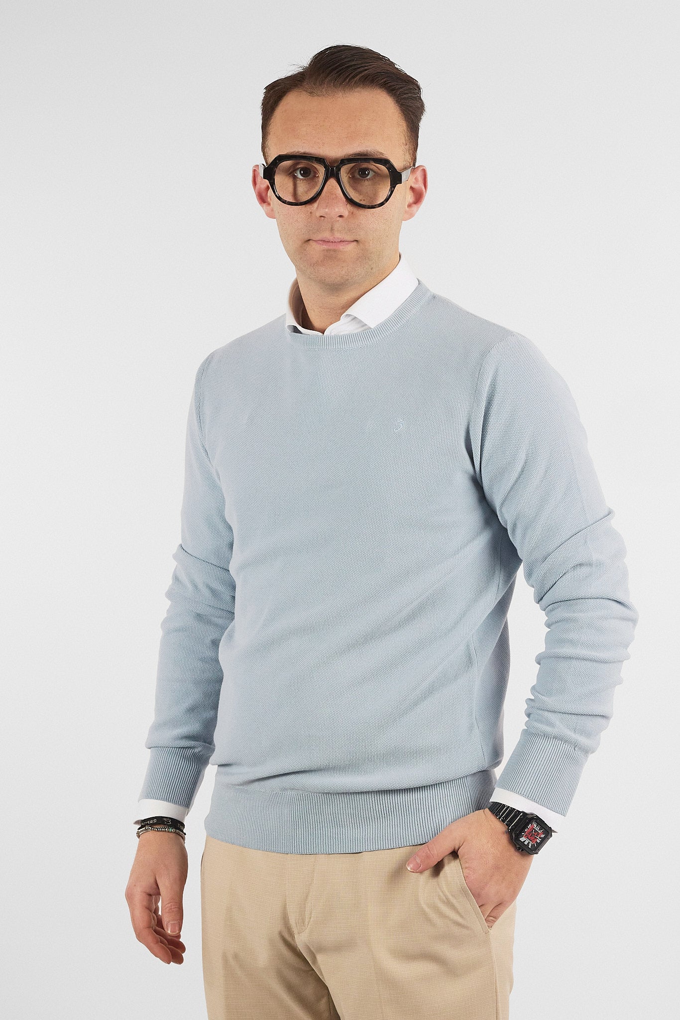 Pullover Girocollo Chicco Cotone 1521 | 2 per €50 | Celeste 16