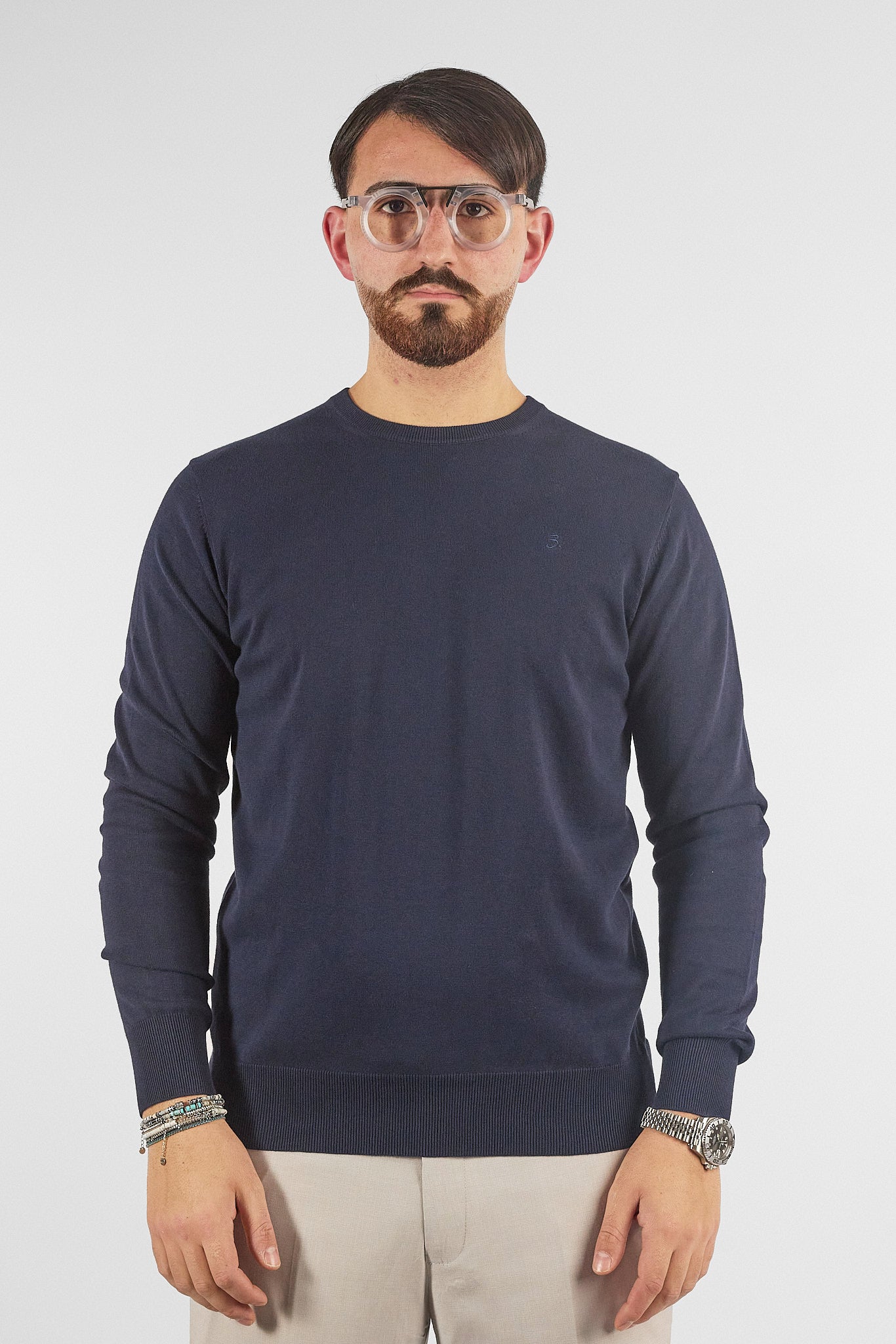 Pullover Girocollo Basic Cotone 110 | 2 per €50 | Blu 20