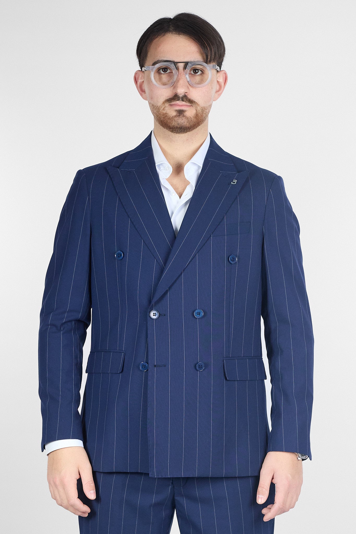 Abito Doppio Petto Gessato | Blu