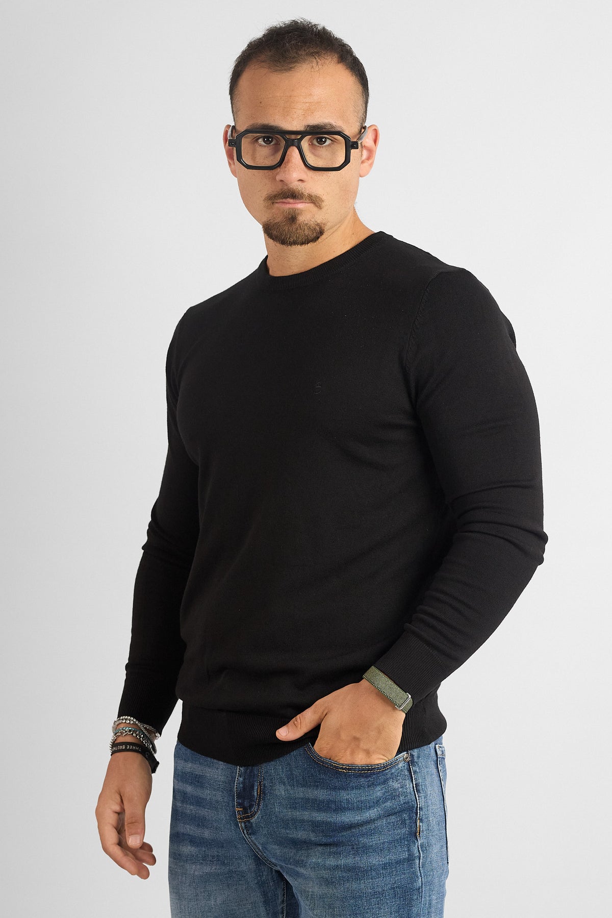 Pullover Girocollo Basic 6001 | 2 per €40 | Nero