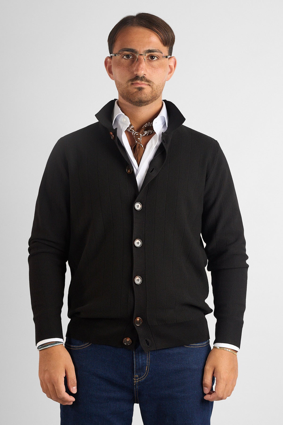 Cardigan con Bottoni e Colletto 1448 | Nero