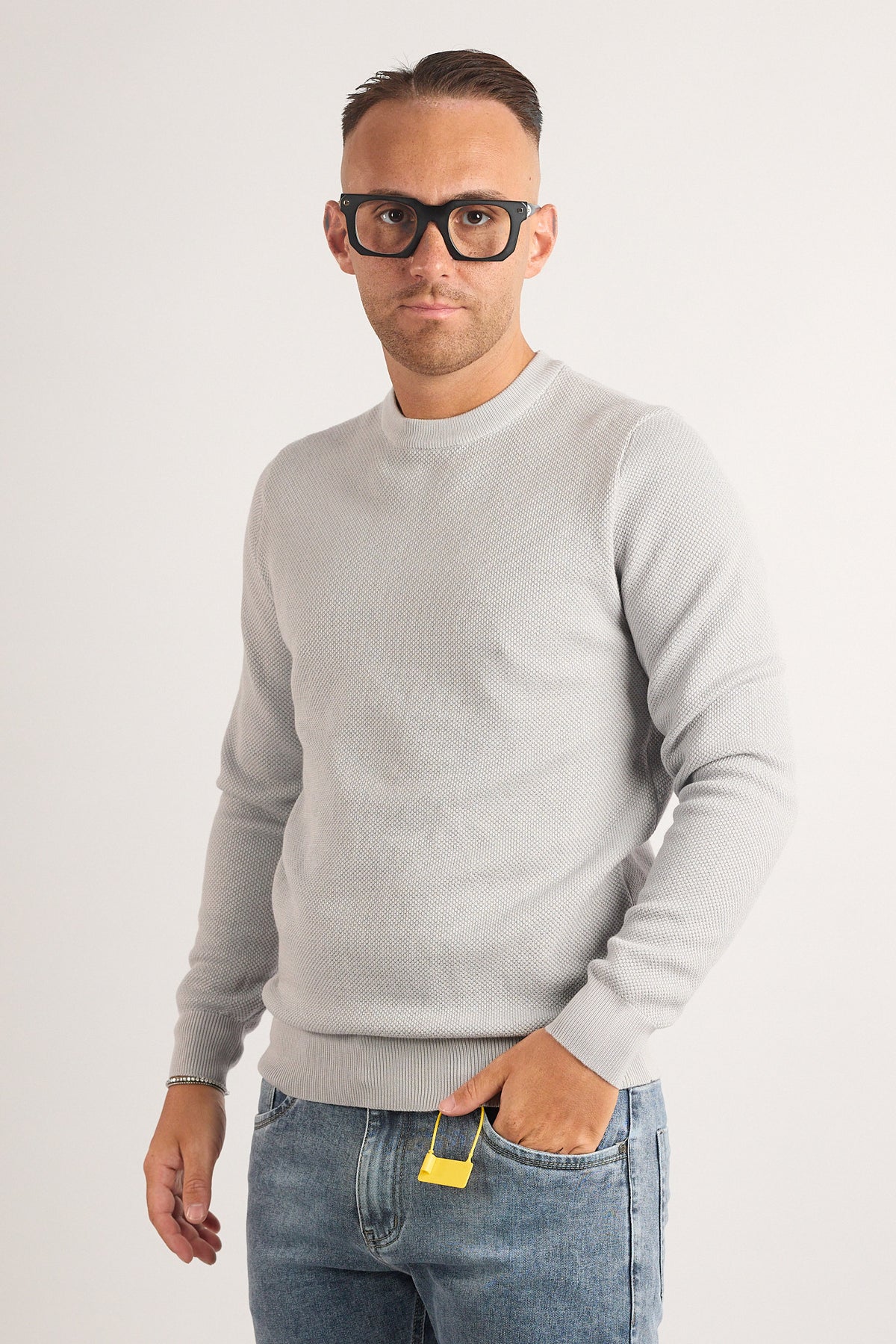 Pullover Girocollo Chicco di Riso 1469 | 2 per €50 | Ghiaccio