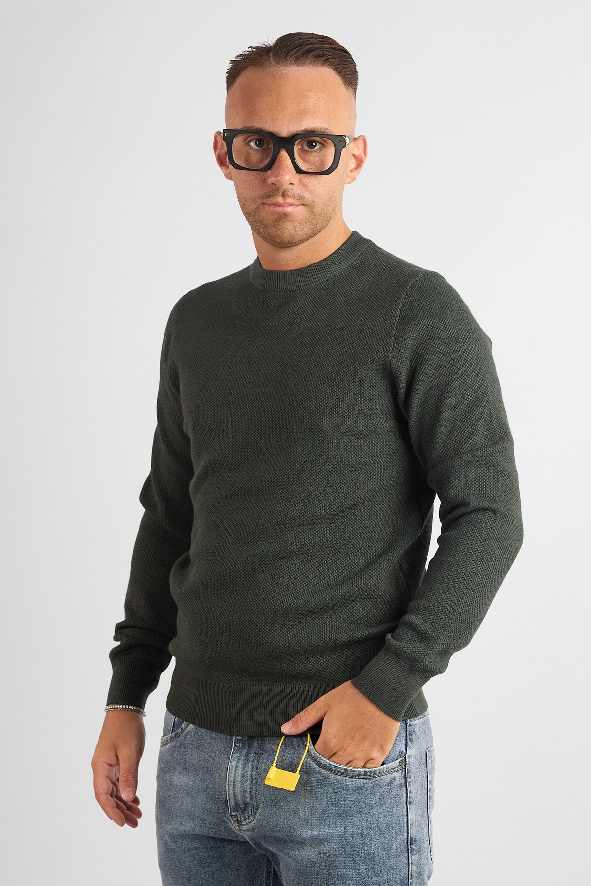 Pullover Girocollo Chicco di Riso 1469 | 2 per €50 | Verde Militare
