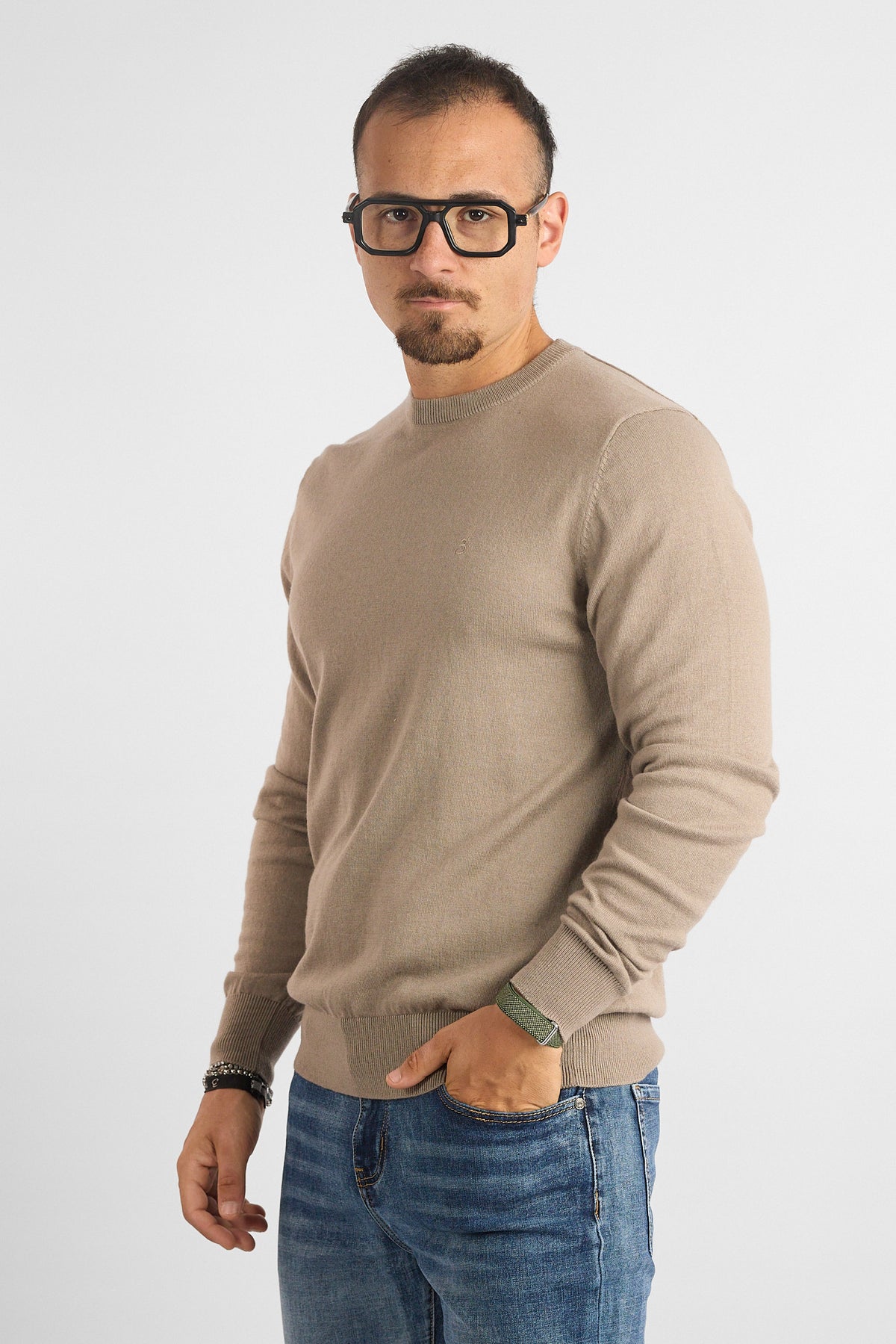 Pullover Girocollo Cashmere Blend 251036 | 2 per €60 | Cammello