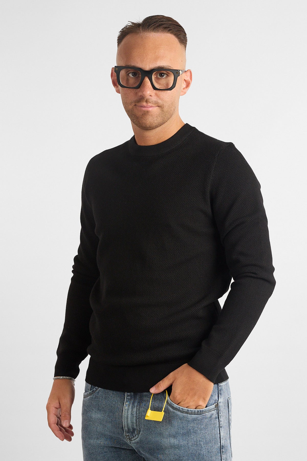 Pullover Girocollo Chicco di Riso 1469 | 2 per €50 | Nero