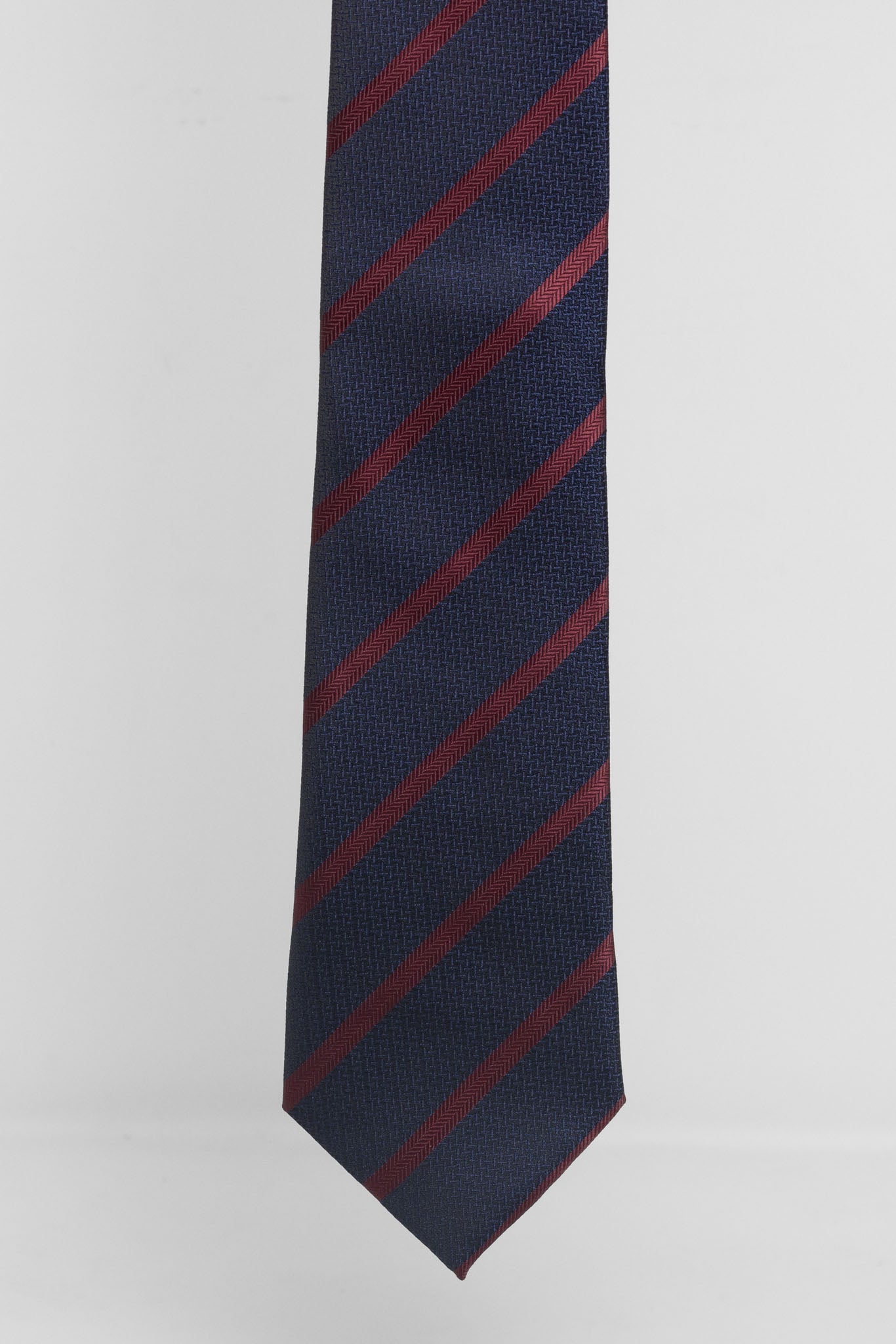 Cravatta Tre Pieghe Regimental Operata Blu Riga Bordeaux | 2 Per €20